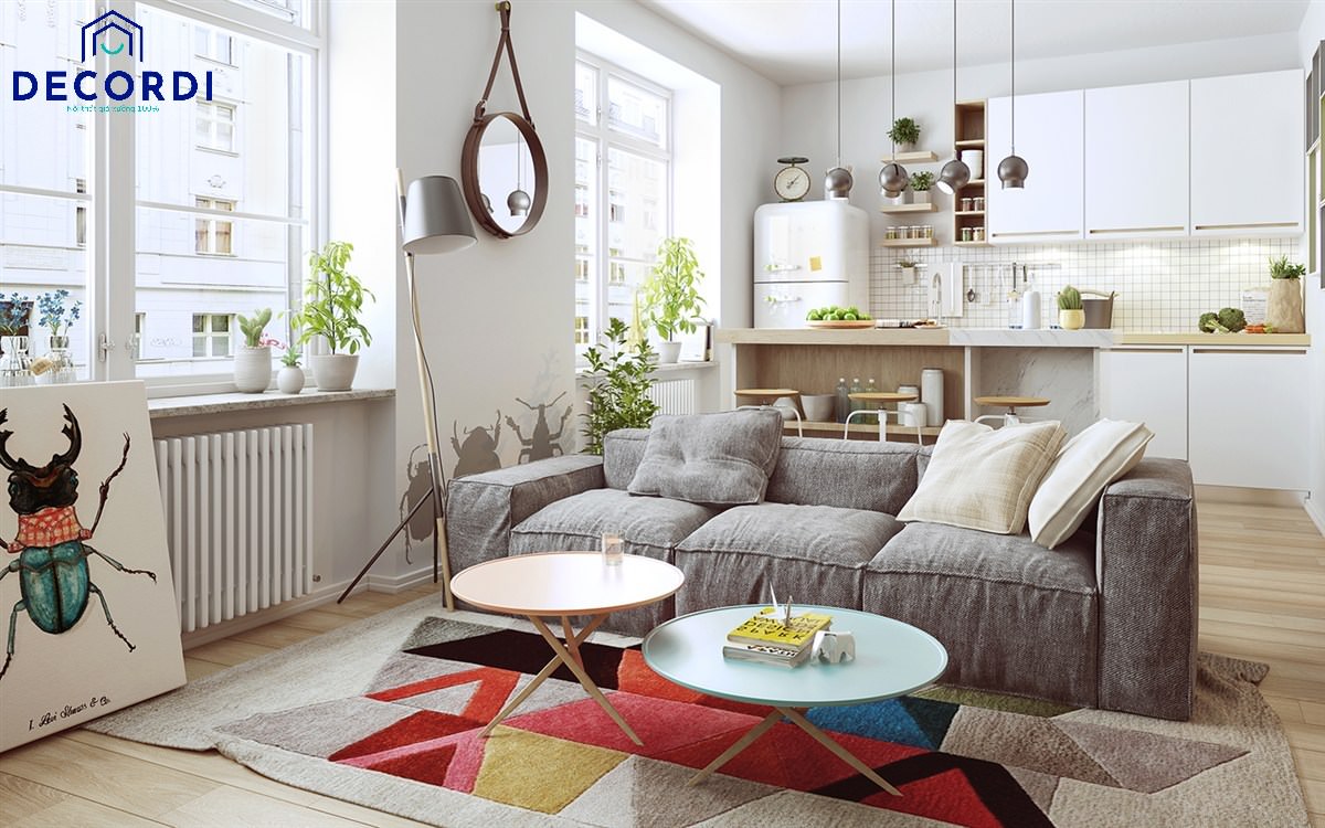 Thiết kế phòng khách chung cư sinh động hơn với những chậu cây xanh