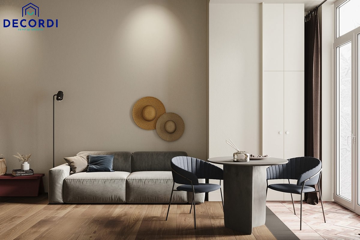 Màu gỗ tự nhiên tôn lên vẻ đẹp của bộ sofa phòng khách