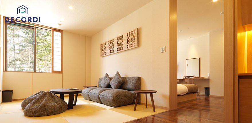 Phòng khách liền phòng ngủ theo phong cách Nhật