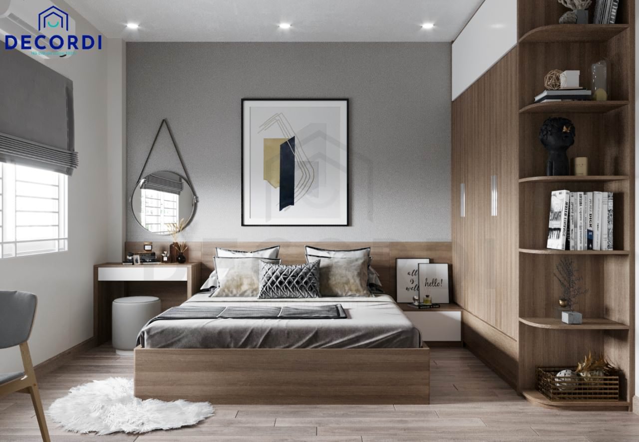 Phòng ngủ hiện đại và tiện nghi với gam màu trung tính sẽ trở nên nổi vật hơn nhờ tranh treo tường trang trí