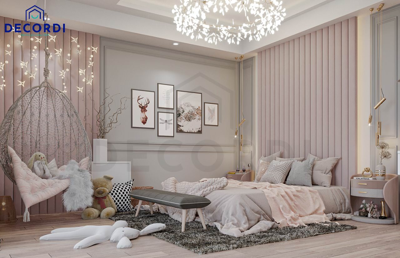 Thiết kế phòng ngủ sang trọng cho bé gái theo phong cách luxury
