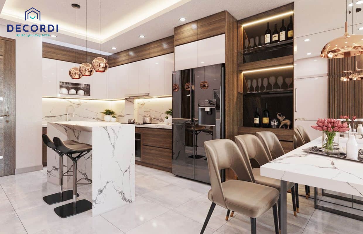 Thiết kế phòng bếp chung cư đẹp đa dạng phong cách và chất liệu