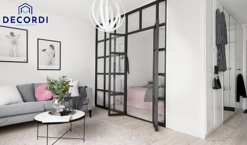 Top 7+ mẫu thiết kế nội thất chung cư 45m2 hiện đại - tiện nghi 2. Vach kinh phong ngu 1