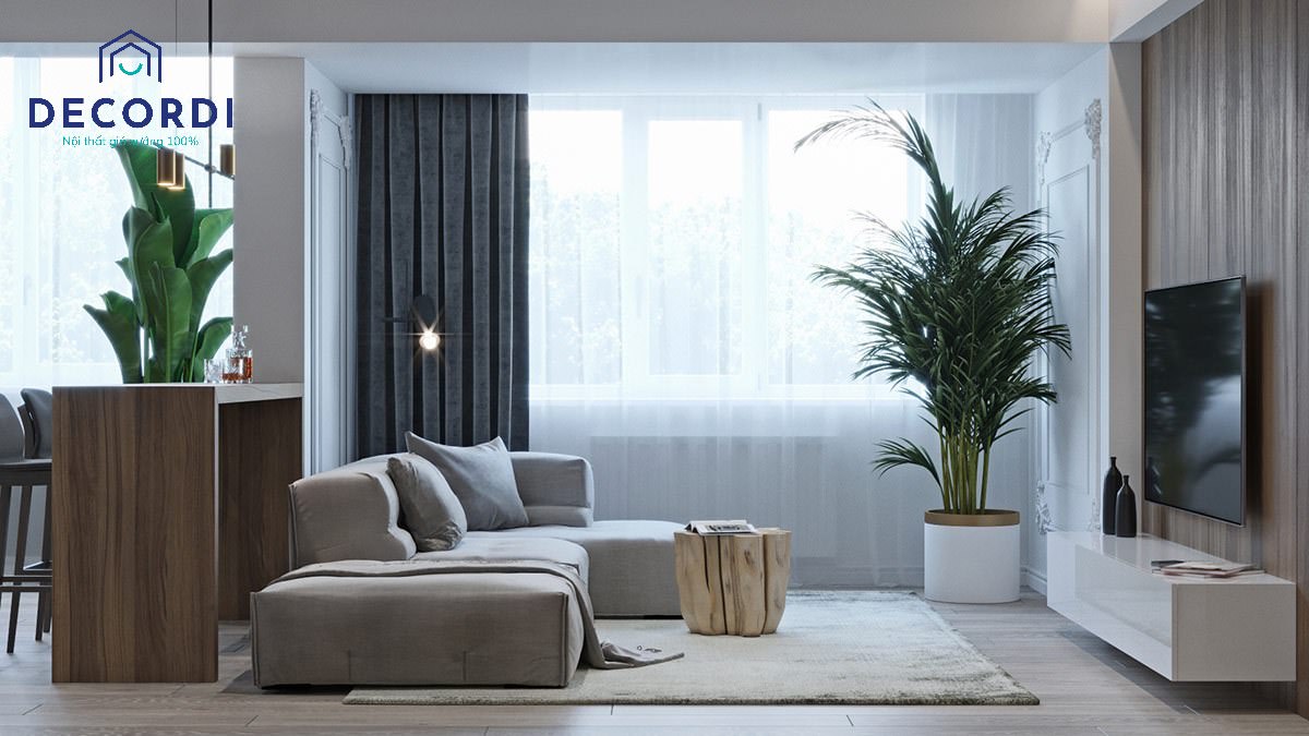 Những mẫu thiết kế nội thất căn hộ chung cư 70m2 đẹp sang trọng nhất 2noi that phong khach hien dai