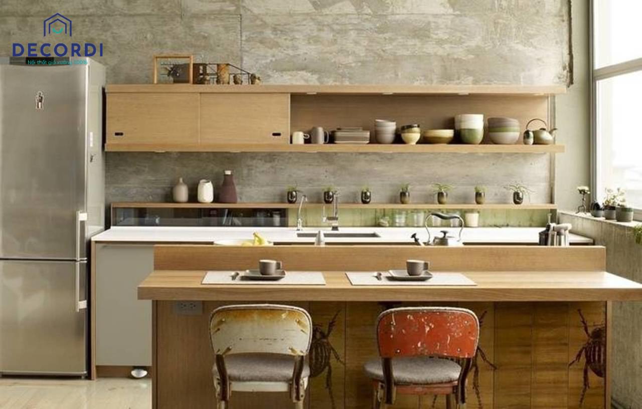 Thiết kế nội thất phòng bếp phong cách Nhật Bản đơn giản