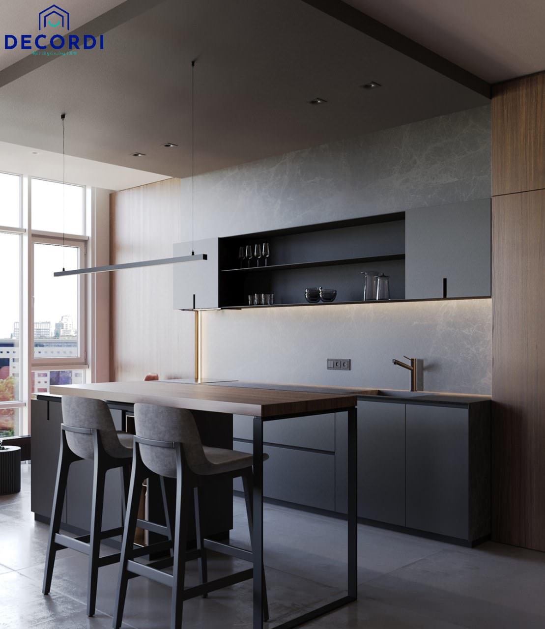 Báo giá 30+ Mẫu nội thất chung cư 60m2 đẹp hiện đại nhất năm 2021 5 tu bep go cong nghiep