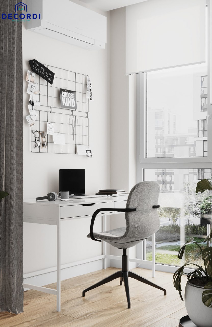 Top 7+ mẫu thiết kế nội thất chung cư 45m2 hiện đại - tiện nghi 6. Thiet ke goc lam viec tran ngap anh sang tu nhien 1