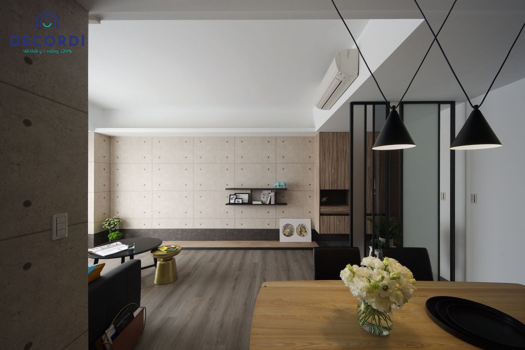 Tổng hợp mẫu thiết kế nội thất chung cư 68m2 đẹp nhất 2021 7. Phong khach lien bep 2
