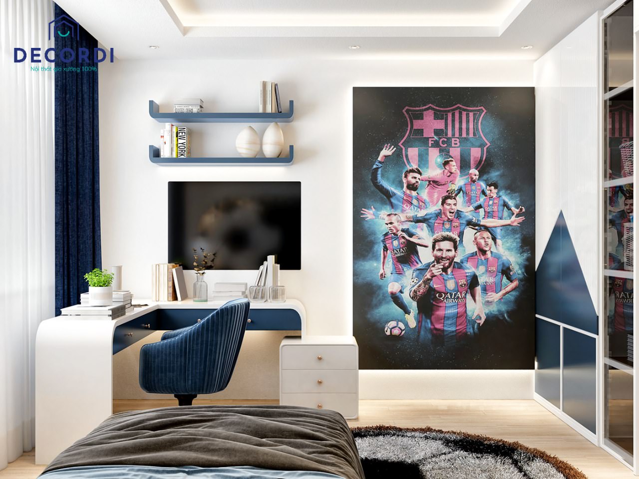 Những mẫu thiết kế nội thất căn hộ chung cư 70m2 đẹp sang trọng nhất 8 phong ngu con trai