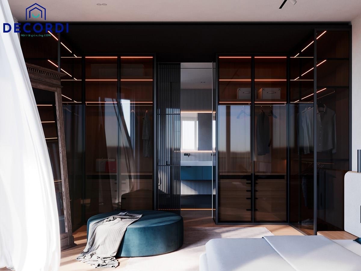 Top 7+ mẫu thiết kế nội thất chung cư 45m2 hiện đại - tiện nghi 8. He tu quan ao cua kinh hien dai 1