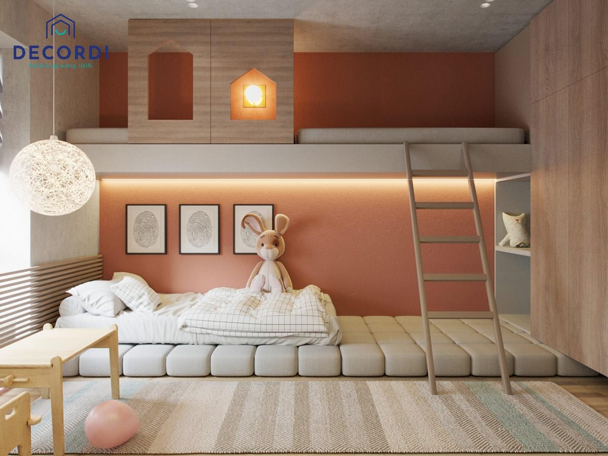 Tổng hợp mẫu thiết kế nội thất chung cư 68m2 đẹp nhất 2021 8. Noi that phong ngu be de thuong 2