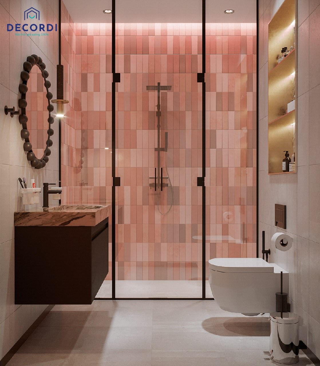 Tổng hợp mẫu thiết kế nội thất chung cư 68m2 đẹp nhất 2021 9 phong tam mau hong