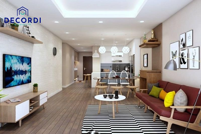 Thiết kế nội thất phòng khách liền bếp sẽ đem đến một không gian sống thoáng đãng và tiện nghi