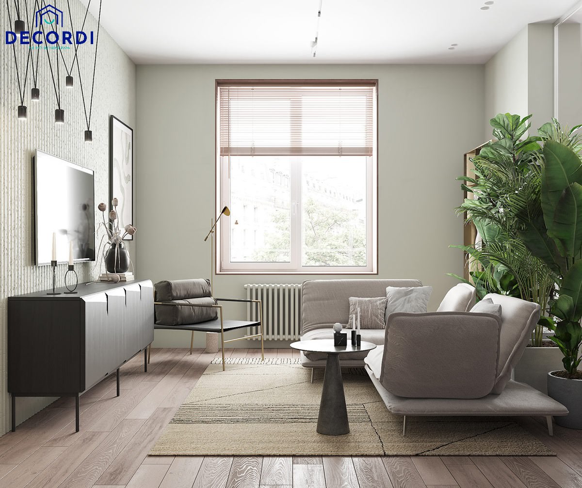 Bố trí vị trí đặt cây xanh cho phù hợp với không gian nội thất phòng khách