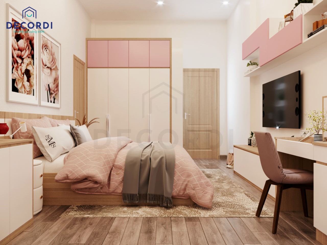  Màu sắc phòng ngủ và đồ nội thất được thiết kế hài hòa