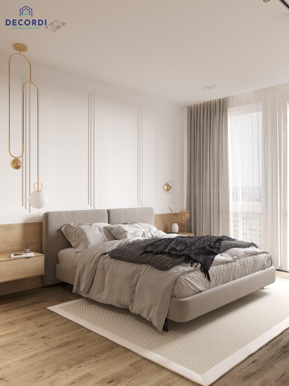 Thiết kế nội thất chung cư 65m2 đẹp hiện đại nhất 2021 khong gian phong ngu mau trang