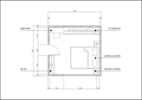 Phương án mặt bằng và các mẫu thiết kế phòng ngủ nhỏ 10m2