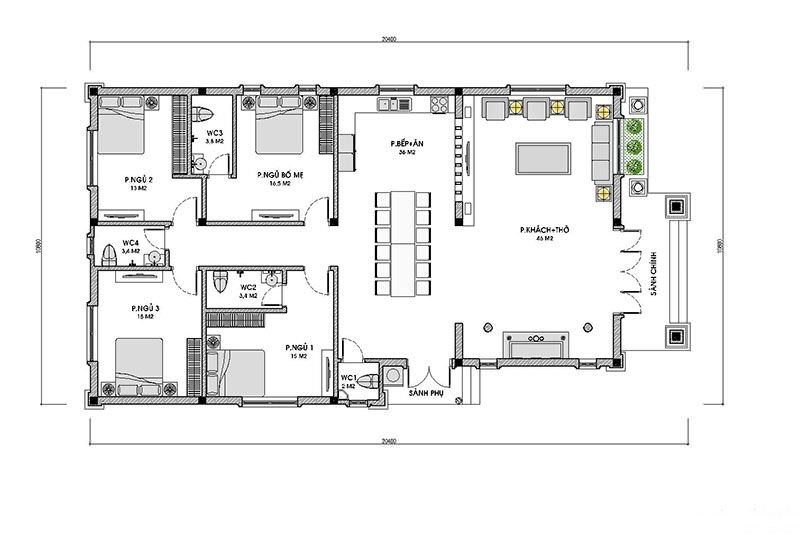 Chi tiết 58+ về biệt thự 1 tầng 4 phòng ngủ - Du học Akina