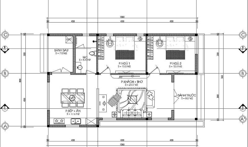 Mẫu thiết kế nhà cấp 4 mái Thái 9x12m 3 phòng ngủ hiện đại NC435