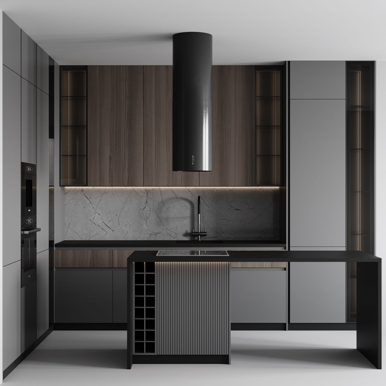 Mẫu thiết kế phòng bếp căn hộ chung cư hiện đại, đẳng cấp với chất liệu gỗ công nghiệp