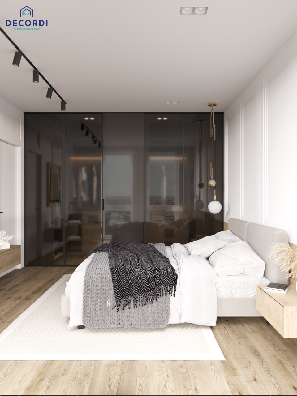 Thiết kế nội thất chung cư 65m2 đẹp hiện đại nhất 2021 noi that phong ngu hien dai