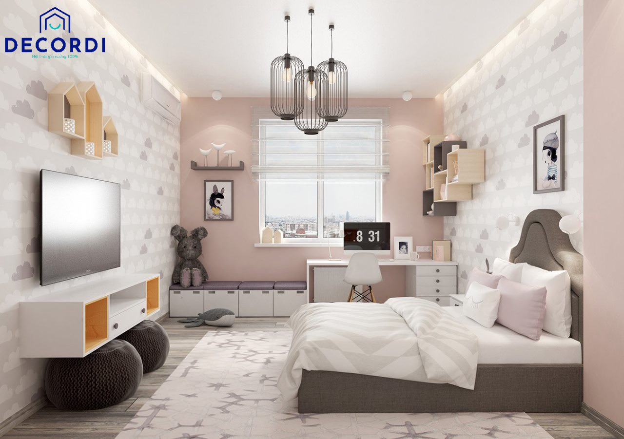 Chiêm ngưỡng mẫu nội thất phòng ngủ màu hồng cho bé gái đẹp xuất sắc