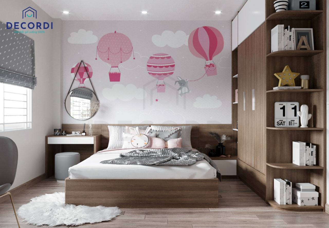 Giấy dán tường hình vẽ đáng yêu cho căn phòng ngủ thêm ngọt ngào