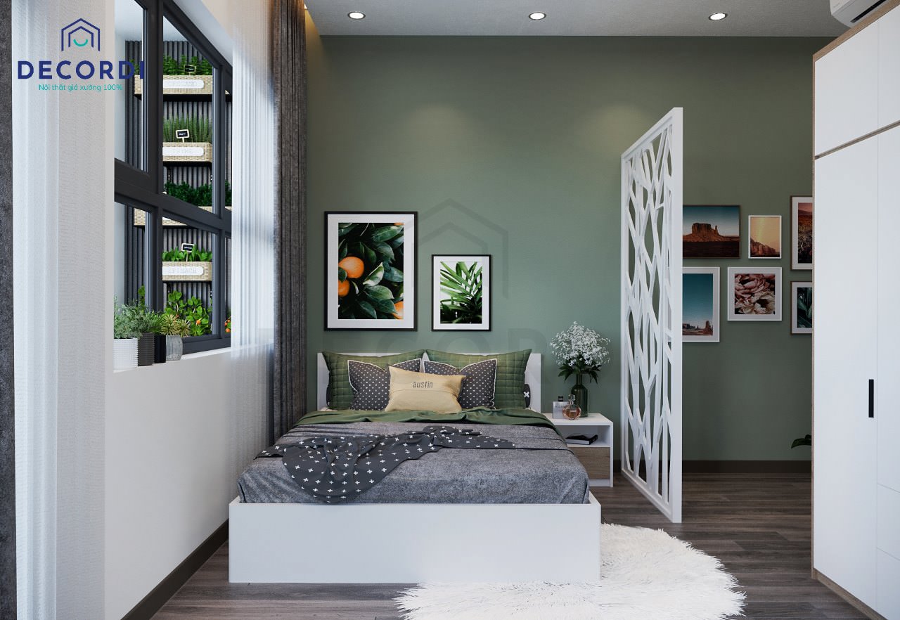 Tranh treo tường chủ đề cây xanh khiến cho căn phòng thêm sinh động, trẻ trung