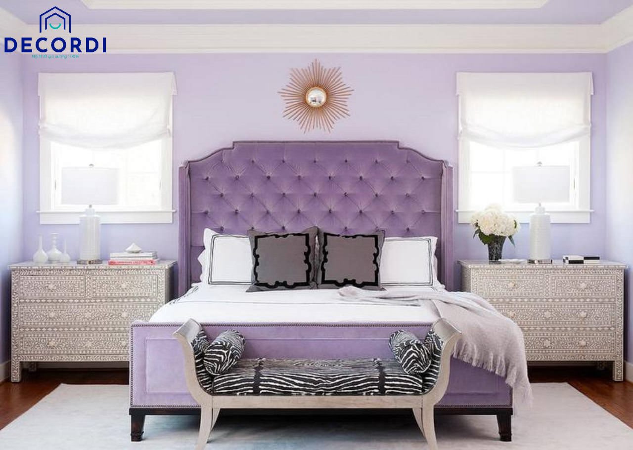 Sơn phòng ngủ màu tím còn thể hiện nét sang trọng, giàu có và khí chất hoàng gia