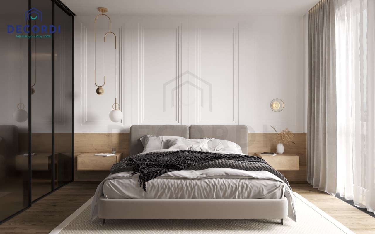 Thiết kế phong ngủ master kiểu nhật với nội thất tinh gọn đơn giản
