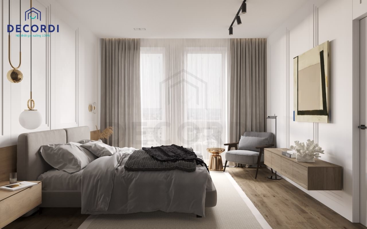 Thiết kế nội thất phòng ngủ 20m2 mang phong cách sang trọng với những món nội thất độc đáo