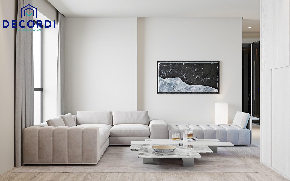 Thiết kế nội thất phòng khách chung cư theo phong cách tối giản