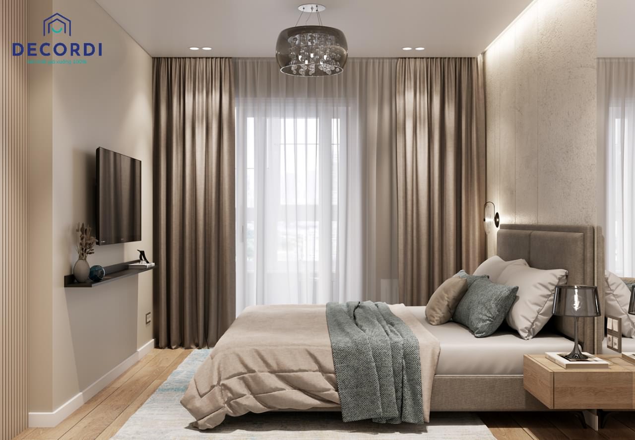 Trang trí phòng ngủ đẹp cho vợ chồng với tone màu beige ấm cúng, gia tăng tình cảm