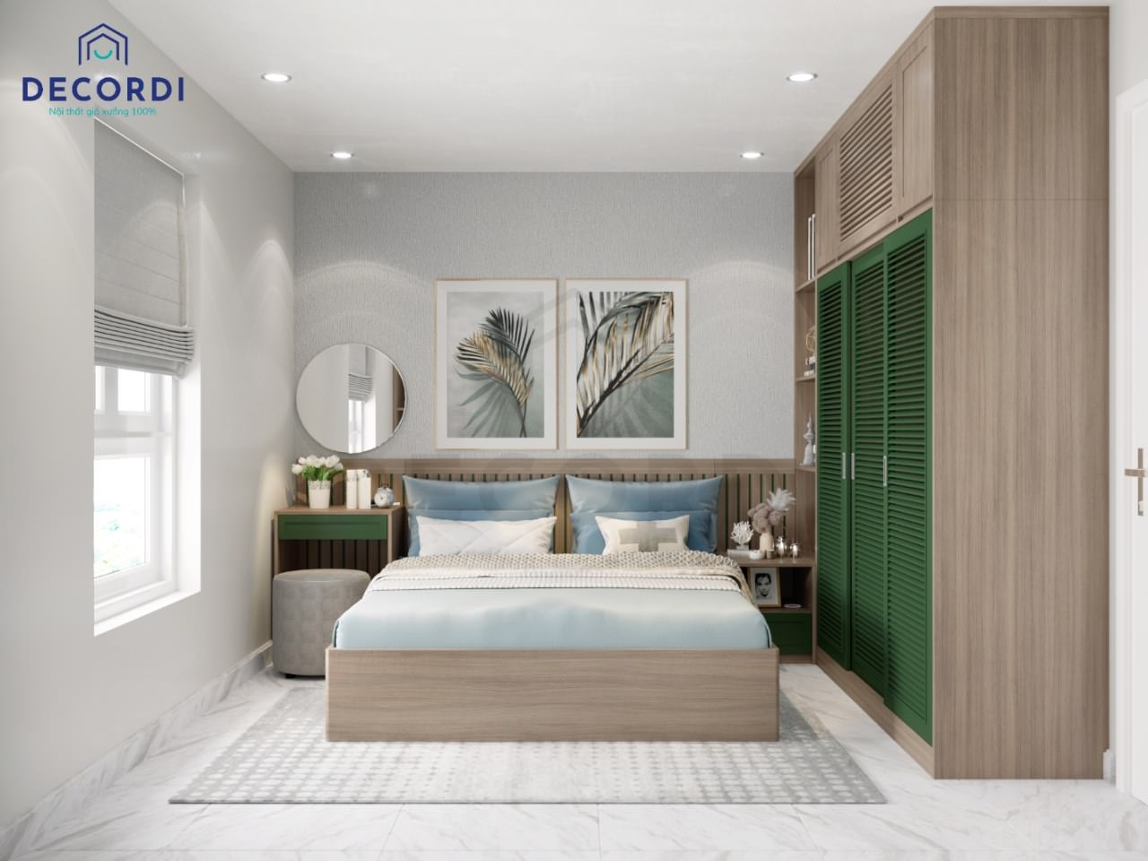 Không gian nội thất phòng ngủ chung cư thêm hiện đại với giường ngủ 1m6x1m8 này