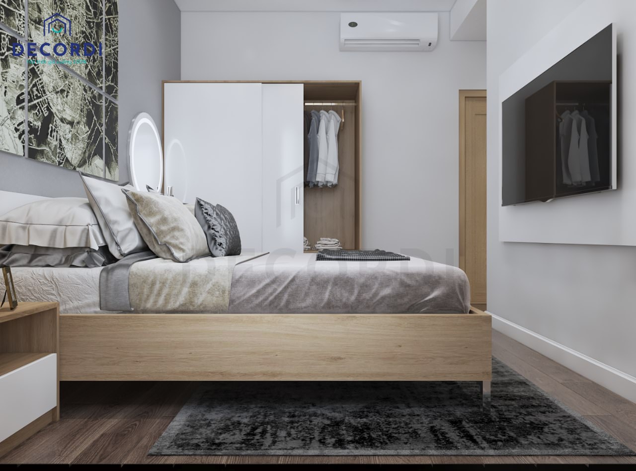 Giường ngủ gỗ công nghiệp có đế thấp