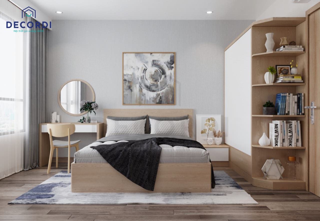 Nội thất phòng ngủ master hiện đại làm từ gỗ công nghiệp bền đẹp