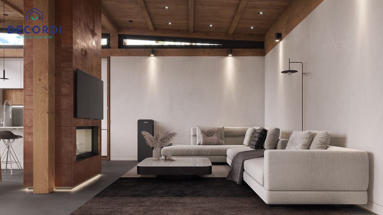 Thiết kế nội thất phòng khách không gian mở theo phong cách Đương đại