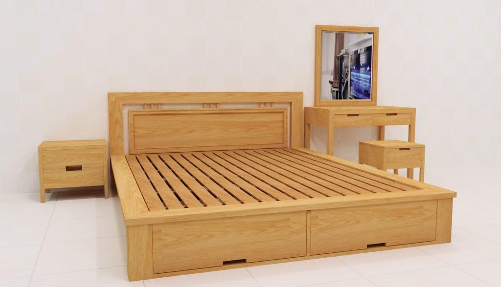 Giường ngủ gỗ tần bì đẹp hiện đại