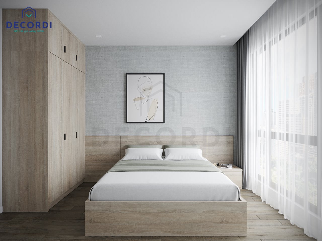 Phòng ngủ nhỏ bố trí nội thất đơn Giường ngủ nhỏ 1m6 với kiểu dáng nhẹ nhàng đơn giản