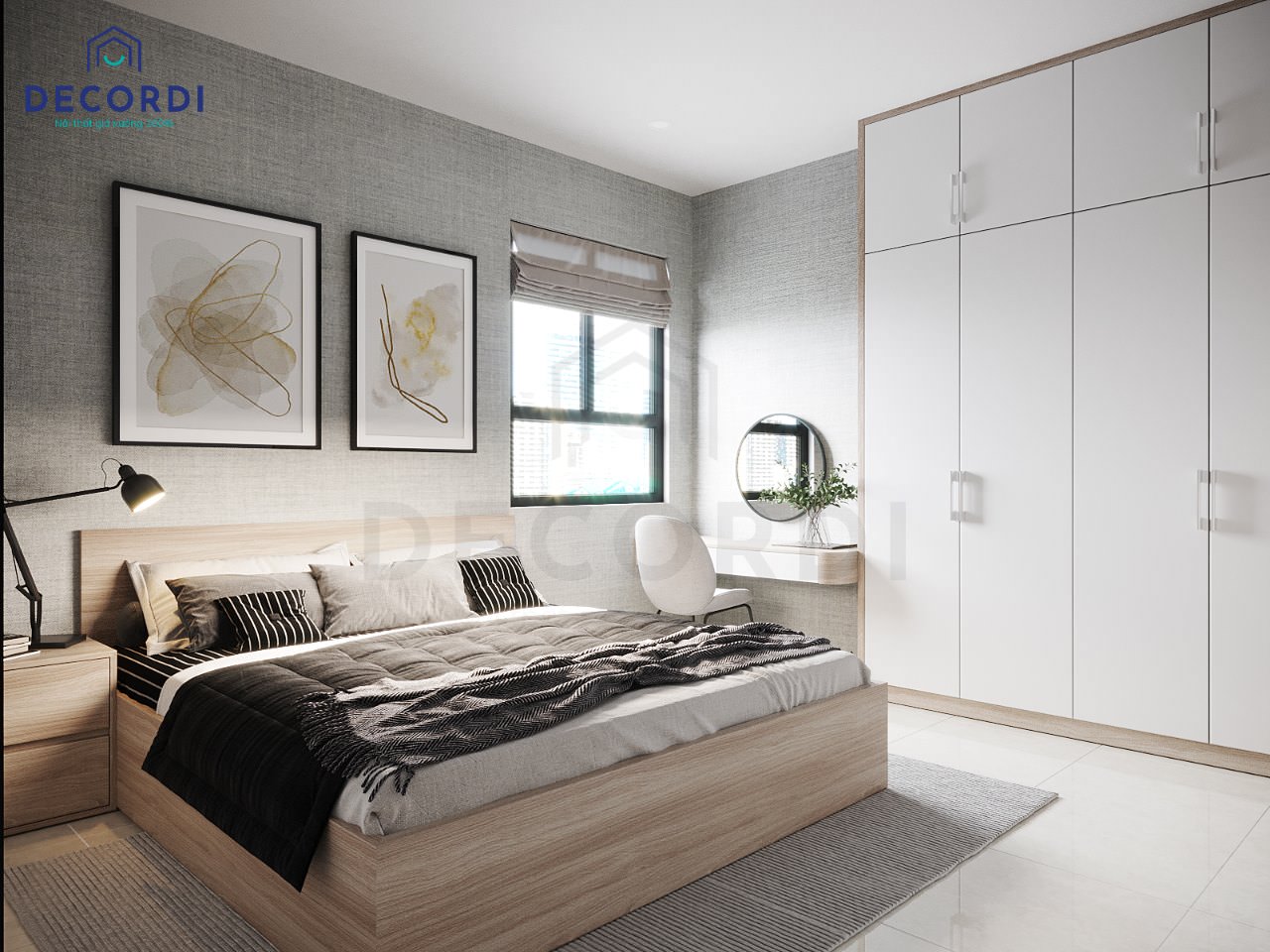 Gạch lát nền phòng ngủ có độ cứng cao giúp gia chủ bố trí được nhiều đồ nội thất mà không sợ hư hỏng nền nhà