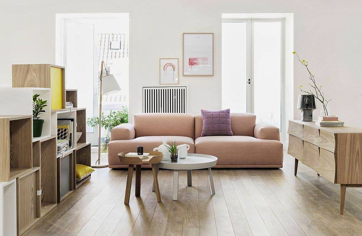 Bộ sofa nệm màu hồng nhỏ gọn dễ thương
