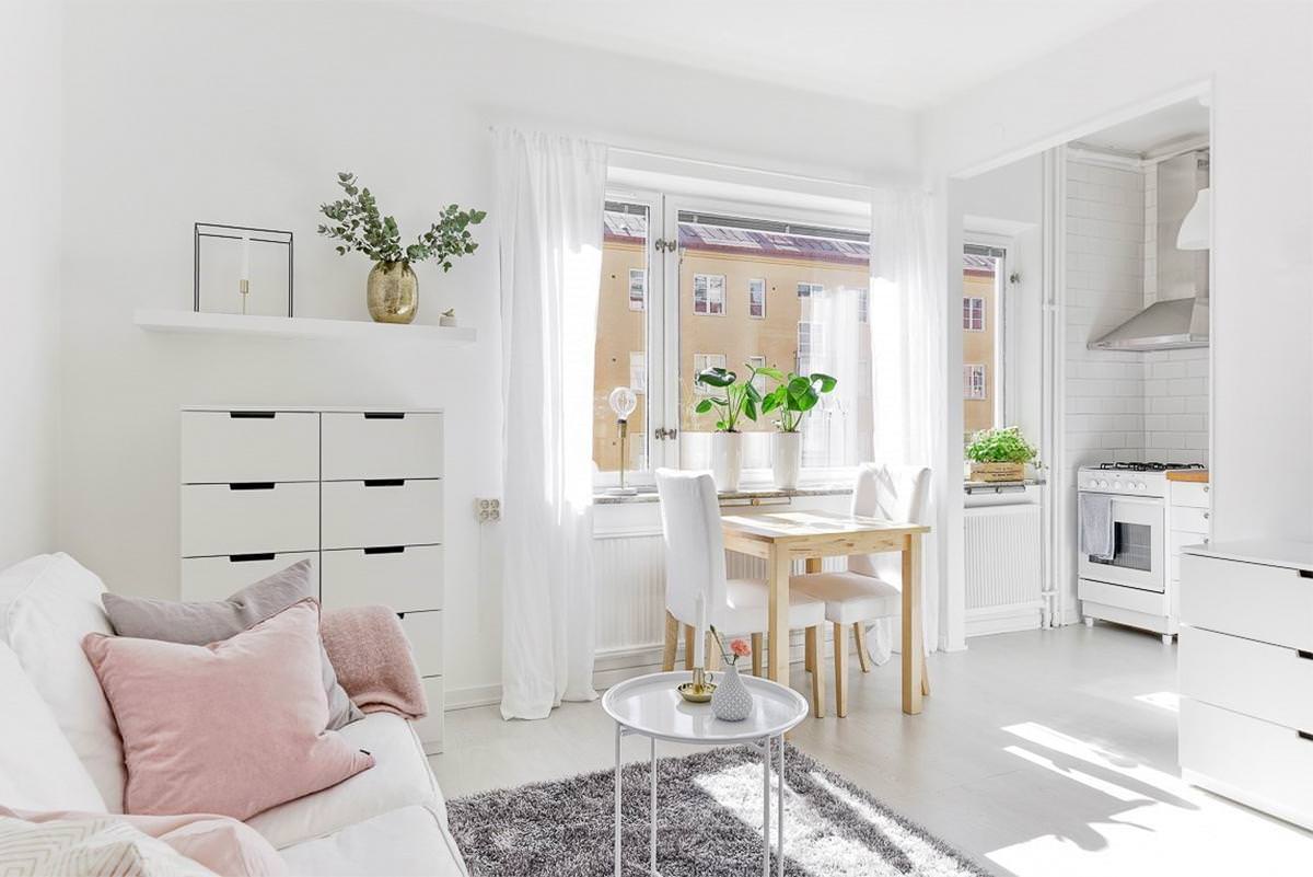 Thiết kế căn hộ nhỏ với gam màu trắng như nới rộng thêm không gian