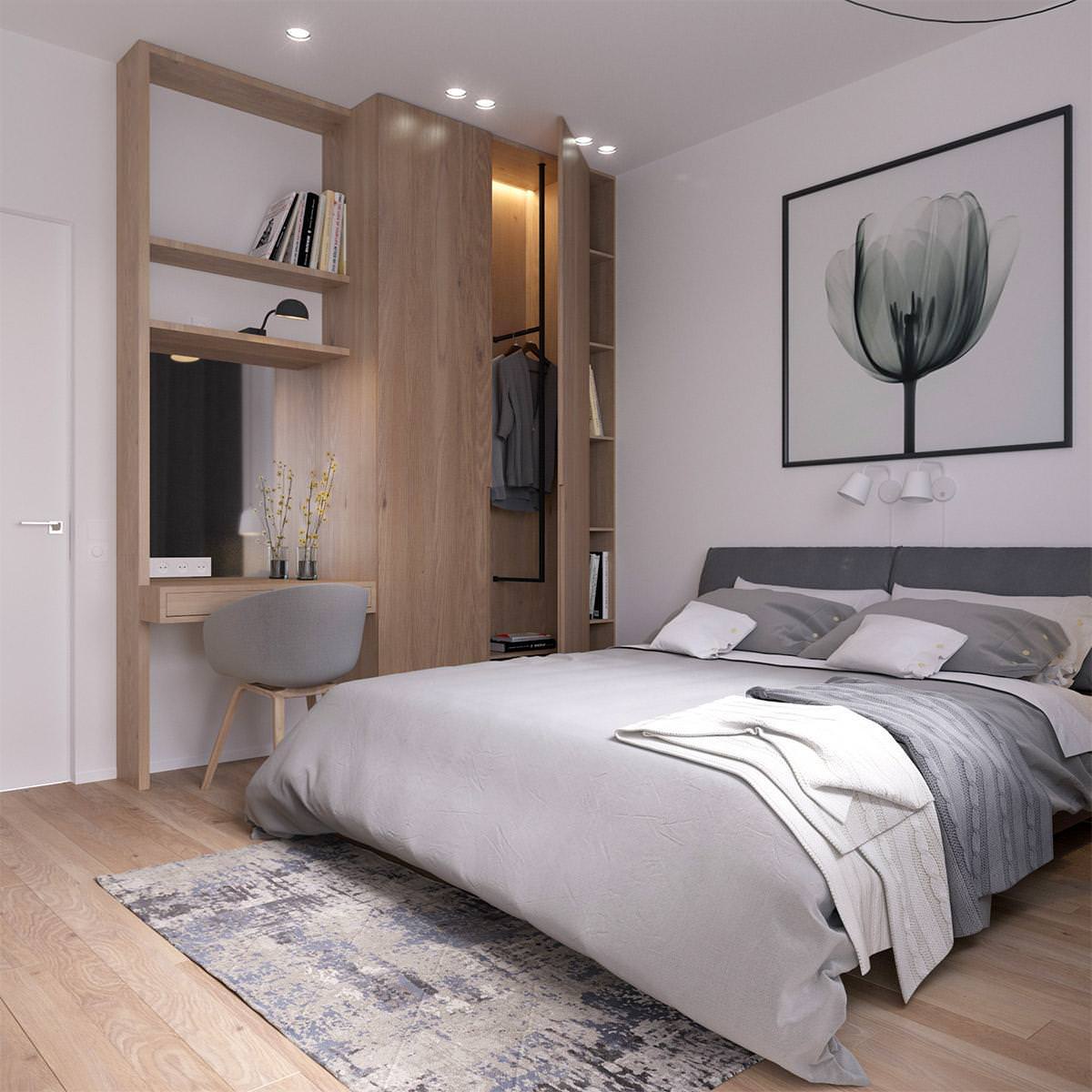 Thiết kế phòng ngủ đơn giản đa năng theo phong cách Bắc Âu