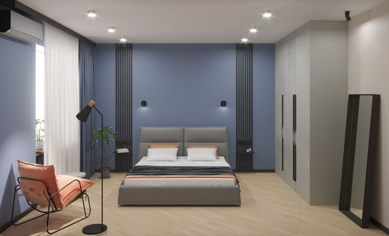 Mẫu thiết kế phòng ngủ xanh lam sang trọng