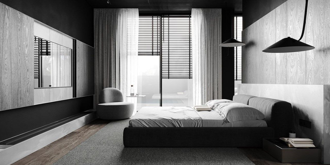 Mẫu thiết kế phòng ngủ màu đen tôn nên nét đẹp cá tính của phái nam