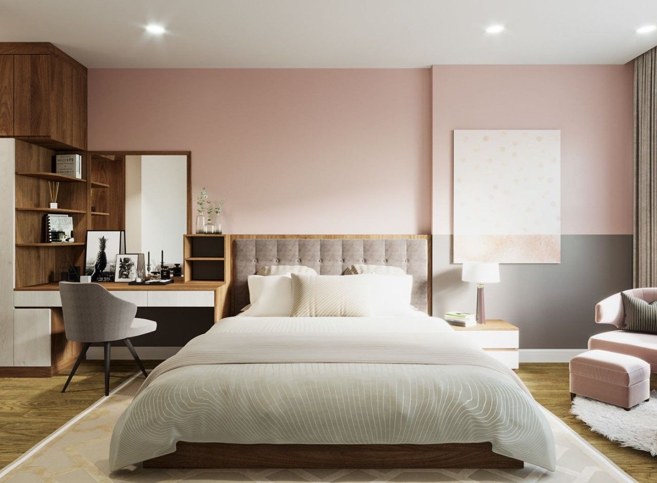 Mẫu phòng ngủ màu hồng đẹp, hiện đại, thanh lịch