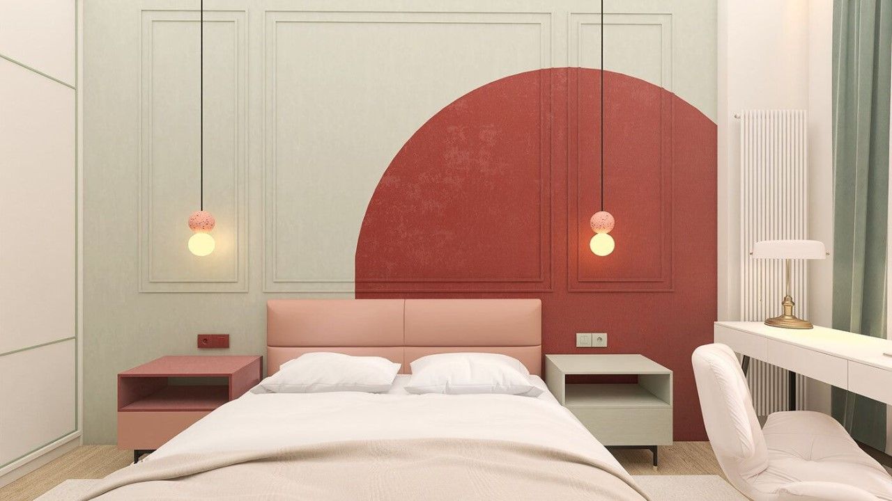 Phòng ngủ hiện đại sử dụng gam màu đỏ làm điểm nhấn độc đáo sang trọng