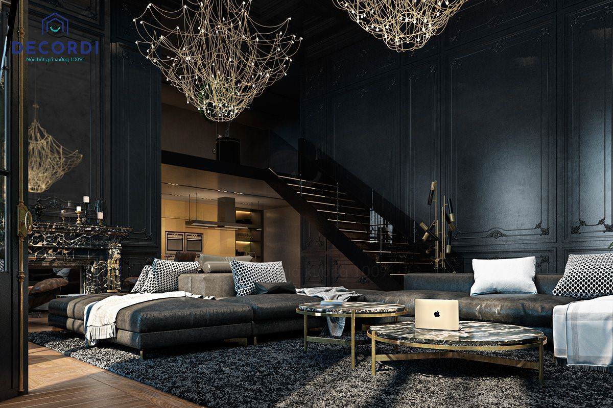 Biệt thự cao cấp màu đen huyền bí phong cách luxury