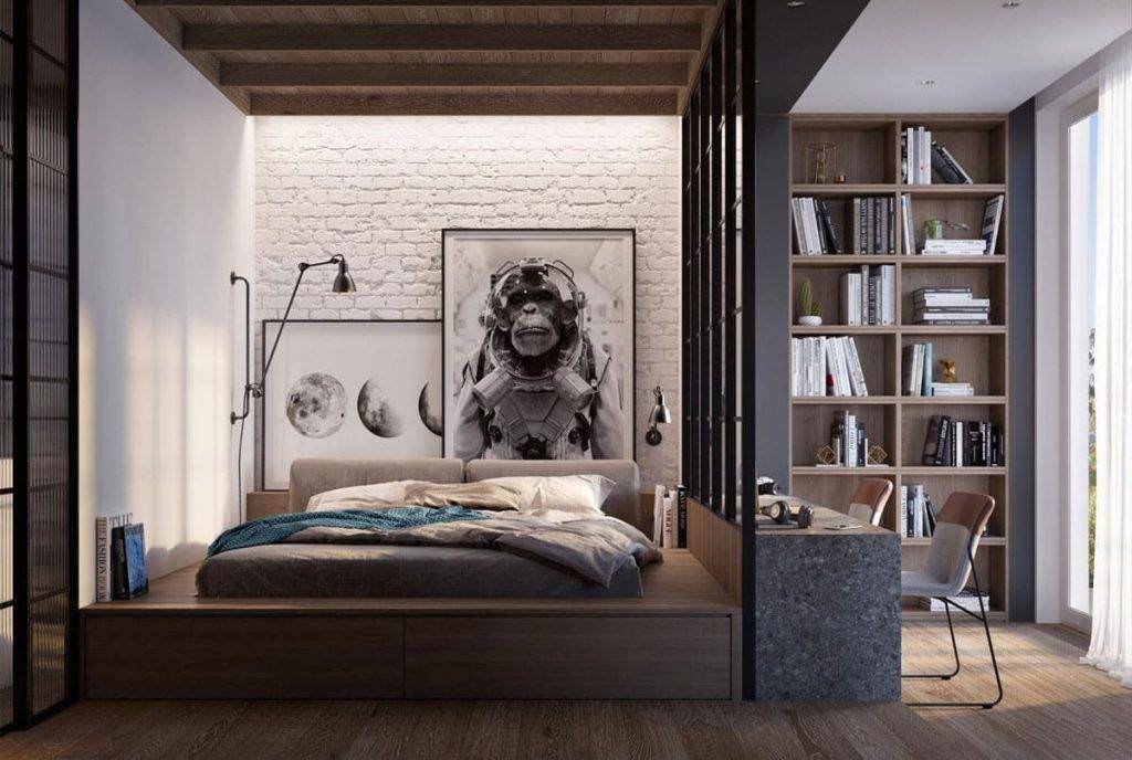 Trang trí phòng ngủ cho bạn nam với cách phân chia không gian sinh hoạt tiện nghi