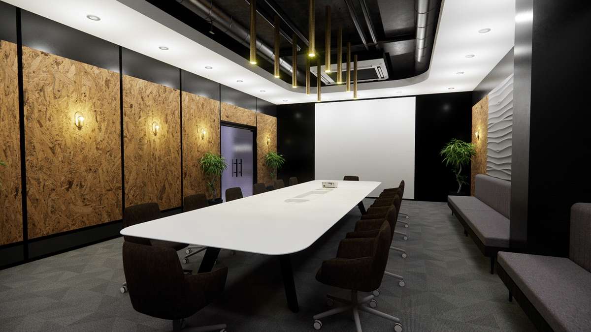 Phòng họp lớn đơn giản được thiết kế phong cách tropical tối giản 